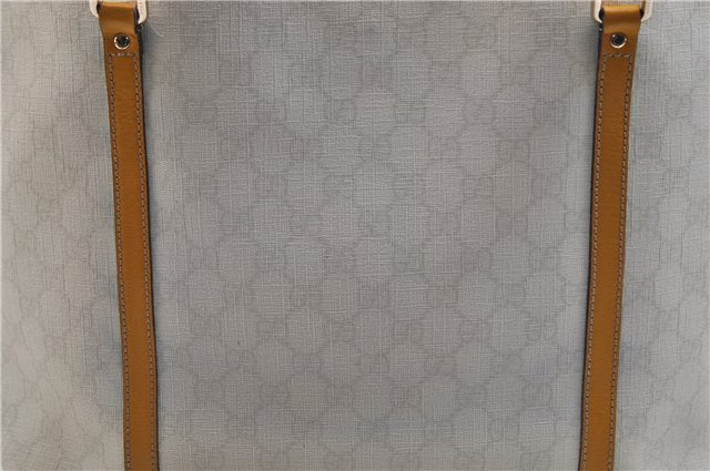 Authentic GUCCI Shoulder Tote Bag GG PVC Leather 197953 White Yellow 9272D
