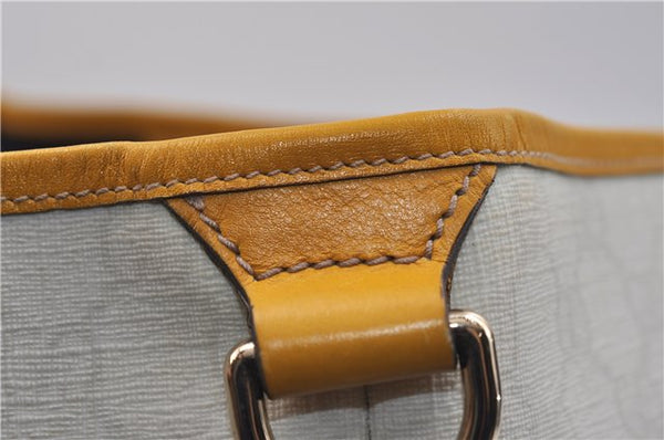 Authentic GUCCI Shoulder Tote Bag GG PVC Leather 197953 White Yellow 9272D