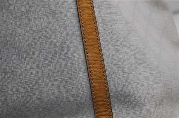 Authentic GUCCI Shoulder Tote Bag GG PVC Leather 197953 White Yellow 9272D