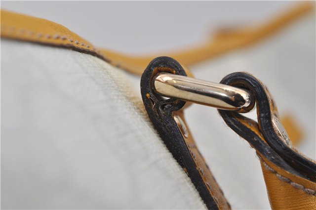 Authentic GUCCI Shoulder Tote Bag GG PVC Leather 197953 White Yellow 9272D