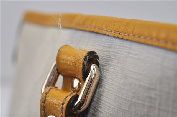 Authentic GUCCI Shoulder Tote Bag GG PVC Leather 197953 White Yellow 9272D