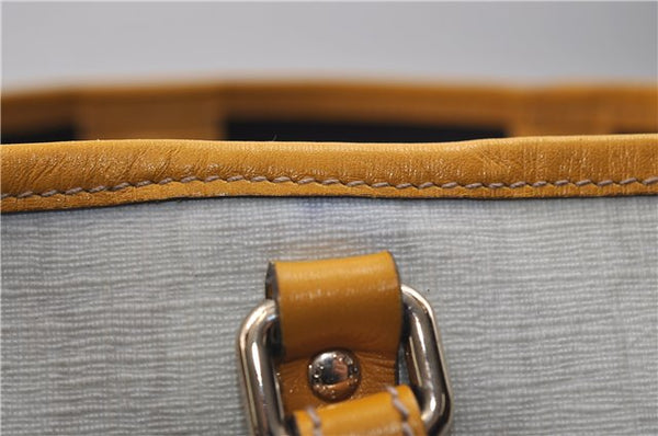 Authentic GUCCI Shoulder Tote Bag GG PVC Leather 197953 White Yellow 9272D