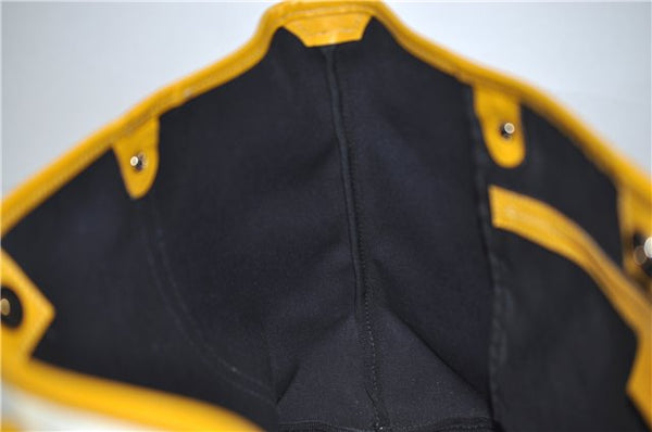 Authentic GUCCI Shoulder Tote Bag GG PVC Leather 197953 White Yellow 9272D