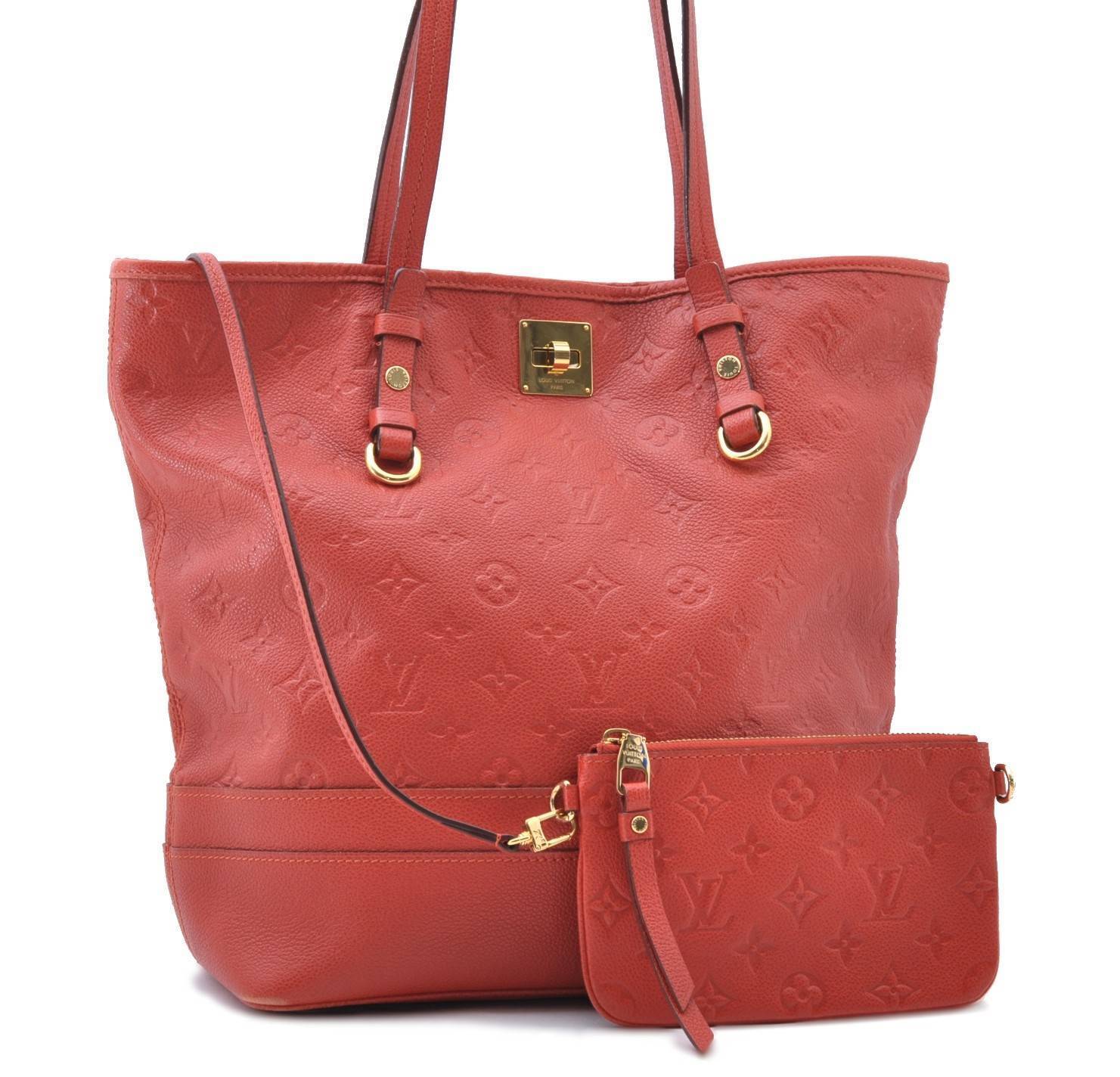 Auth LOUIS VUITTON Monogram Empreinte Citadine PM Tote Bag Red M40556 LV 9273B