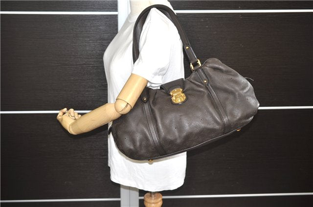 Authentic Louis Vuitton Mahina Lunar PM Shoulder Tote Bag M97051 Brown LV 9278E