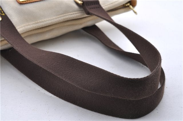 Authentic Louis Vuitton Antigua Cabas MM Tote Bag White Brown M40036 LV 9284C