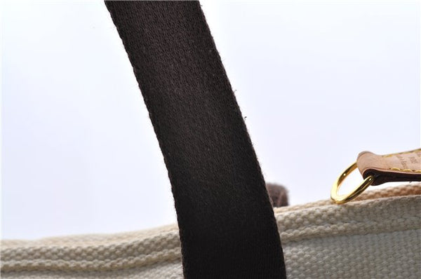 Authentic Louis Vuitton Antigua Cabas MM Tote Bag White Brown M40036 LV 9284C