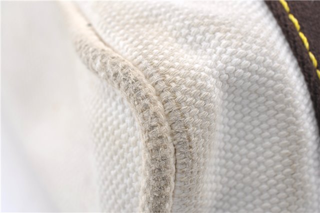 Authentic Louis Vuitton Antigua Cabas MM Tote Bag White Brown M40036 LV 9284C