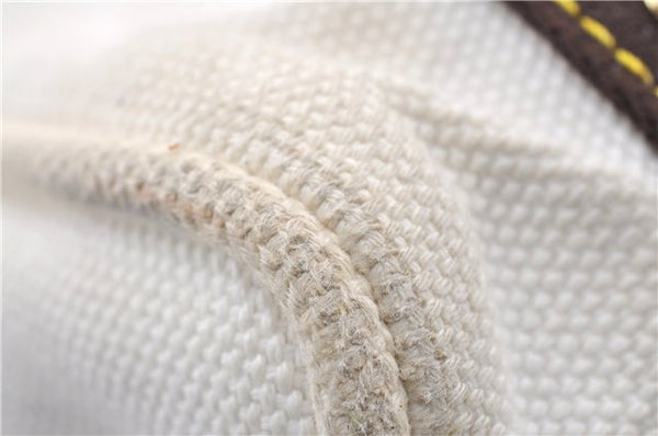 Authentic Louis Vuitton Antigua Cabas MM Tote Bag White Brown M40036 LV 9284C