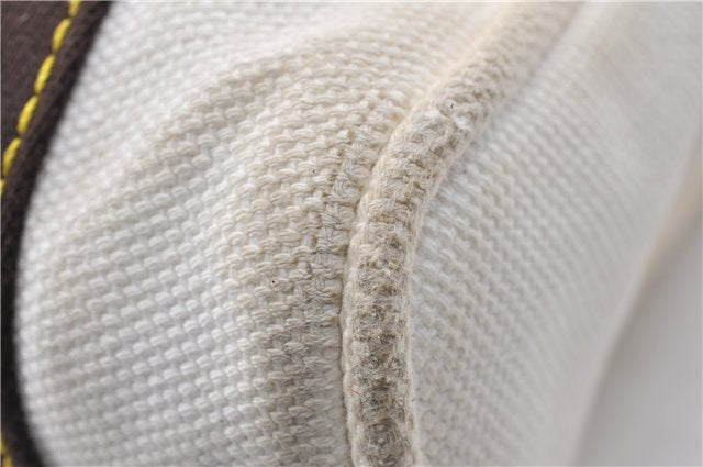 Authentic Louis Vuitton Antigua Cabas MM Tote Bag White Brown M40036 LV 9284C