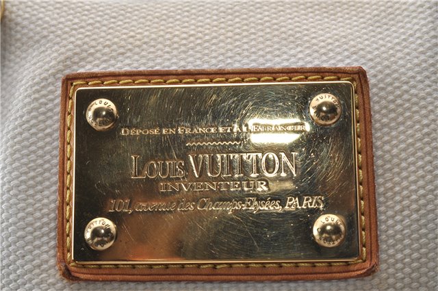 Authentic Louis Vuitton Antigua Cabas MM Tote Bag White Brown M40036 LV 9284C