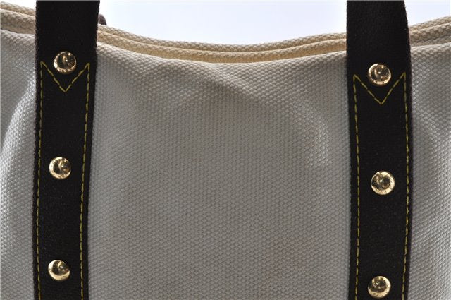 Authentic Louis Vuitton Antigua Cabas MM Tote Bag White Brown M40036 LV 9284C