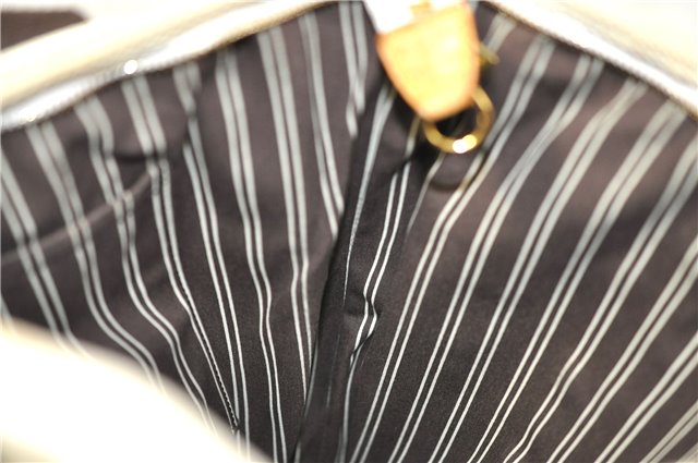 Authentic Louis Vuitton Antigua Cabas MM Tote Bag White Brown M40036 LV 9284C