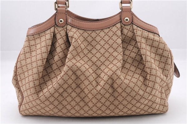 Authentic GUCCI Diamante Sukey Tote Bag Canvas Leather 211944 Beige 9288E