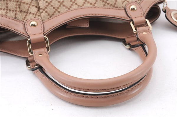 Authentic GUCCI Diamante Sukey Tote Bag Canvas Leather 211944 Beige 9288E