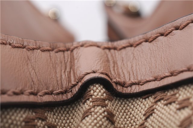 Authentic GUCCI Diamante Sukey Tote Bag Canvas Leather 211944 Beige 9288E