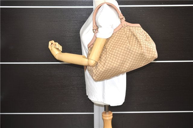 Authentic GUCCI Diamante Sukey Tote Bag Canvas Leather 211944 Beige 9288E