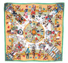 Authentic HERMES Carre 90 Scarf "Kachinas" Silk Green Box 9288F