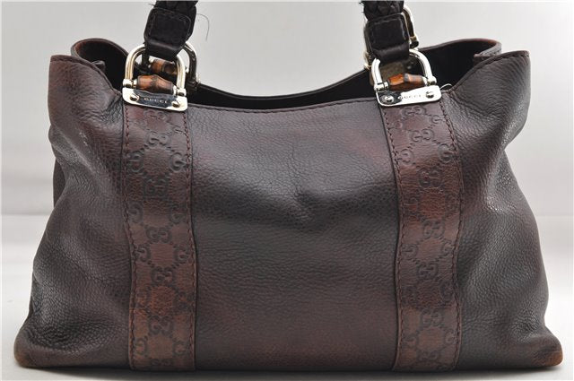 Authentic GUCCI Bamboo Guccissima Shoulder Tote Bag Leather 232947 Brown 9289D