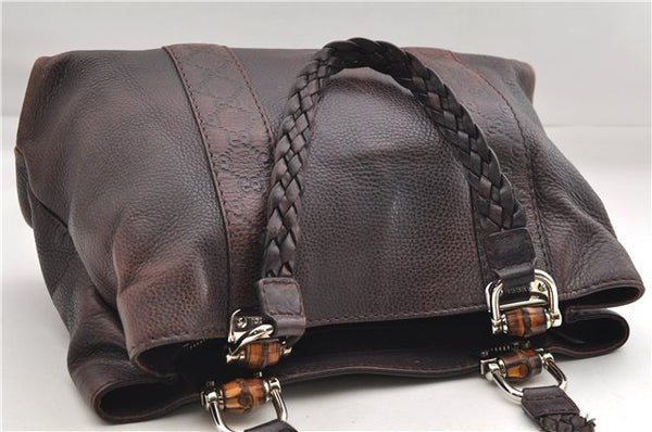 Authentic GUCCI Bamboo Guccissima Shoulder Tote Bag Leather 232947 Brown 9289D