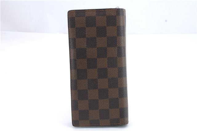 Authentic Louis Vuitton Damier Portefeuille Brazza Wallet N60017 LV 9290C