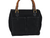 Authentic GUCCI Bamboo 2way Hand Shoulder Bag Purse Suede Leather Black 9291D