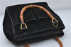 Authentic GUCCI Bamboo 2way Hand Shoulder Bag Purse Suede Leather Black 9291D
