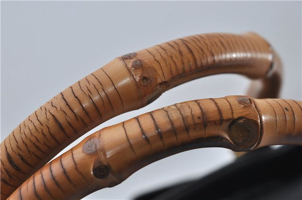 Authentic GUCCI Bamboo 2way Hand Shoulder Bag Purse Suede Leather Black 9291D