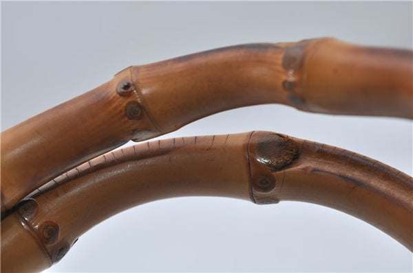 Authentic GUCCI Bamboo 2way Hand Shoulder Bag Purse Suede Leather Black 9291D