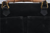 Authentic GUCCI Bamboo 2way Hand Shoulder Bag Purse Suede Leather Black 9291D