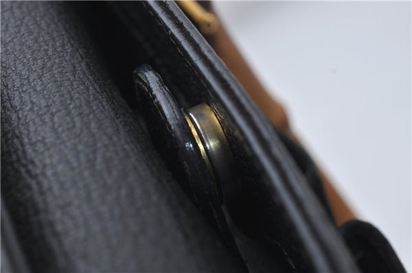 Authentic GUCCI Bamboo 2way Hand Shoulder Bag Purse Suede Leather Black 9291D