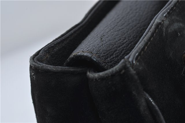 Authentic GUCCI Bamboo 2way Hand Shoulder Bag Purse Suede Leather Black 9291D