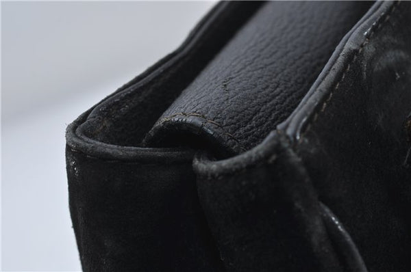 Authentic GUCCI Bamboo 2way Hand Shoulder Bag Purse Suede Leather Black 9291D