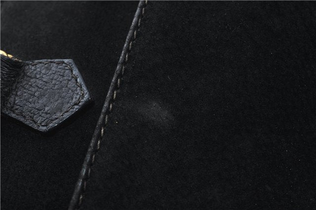 Authentic GUCCI Bamboo 2way Hand Shoulder Bag Purse Suede Leather Black 9291D