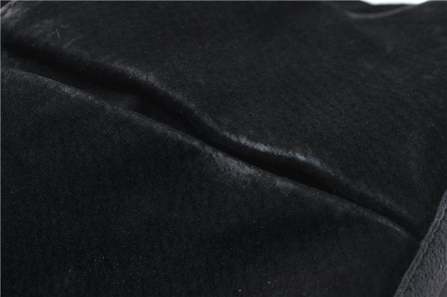 Authentic GUCCI Bamboo 2way Hand Shoulder Bag Purse Suede Leather Black 9291D