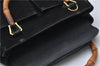 Authentic GUCCI Bamboo 2way Hand Shoulder Bag Purse Suede Leather Black 9291D
