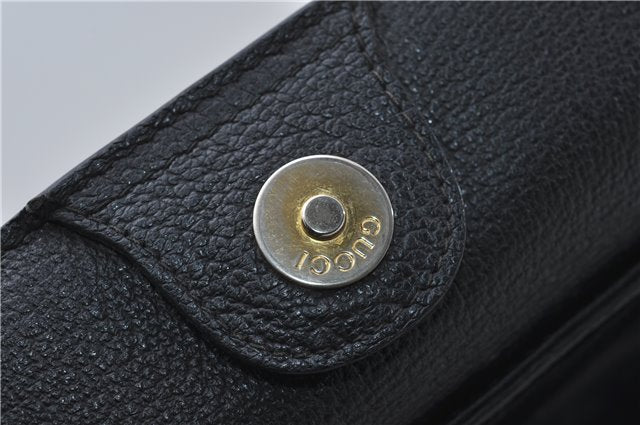 Authentic GUCCI Bamboo 2way Hand Shoulder Bag Purse Suede Leather Black 9291D