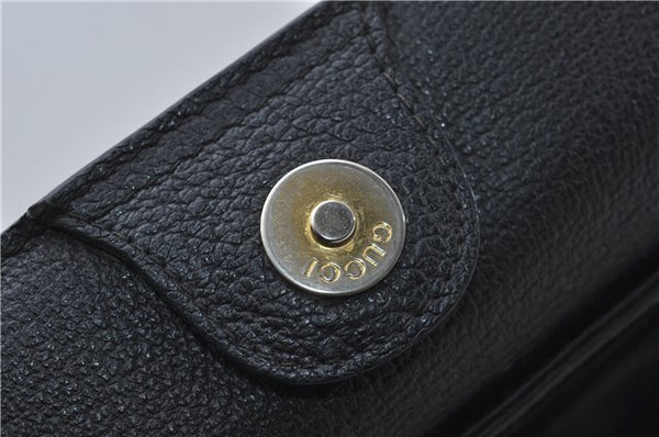 Authentic GUCCI Bamboo 2way Hand Shoulder Bag Purse Suede Leather Black 9291D