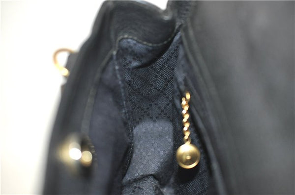 Authentic GUCCI Bamboo 2way Hand Shoulder Bag Purse Suede Leather Black 9291D
