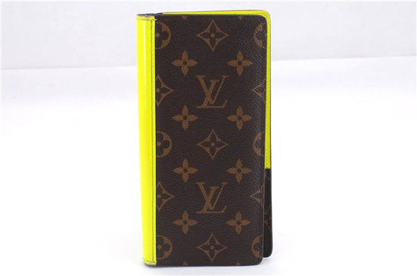 Auth Louis Vuitton Monogram Macassar Portefeuille Brazza Wallet M80790 Box 9294E