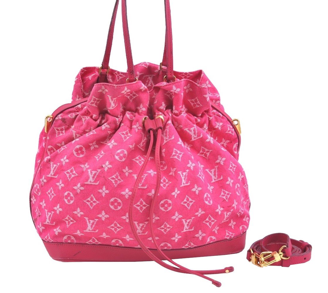 Auth Louis Vuitton Monogram Denim Noefull MM 2Way Hand Bag M40870 Pink 9295G