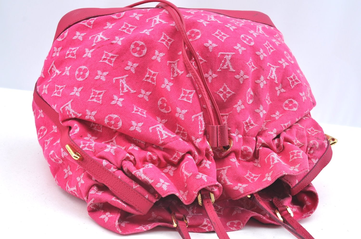 Auth Louis Vuitton Monogram Denim Noefull MM 2Way Hand Bag M40870 Pink 9295G