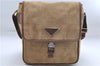 Authentic PRADA Canvas Leather Shoulder Cross Body Bag Purse Brown 9296D