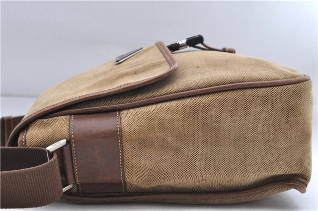Authentic PRADA Canvas Leather Shoulder Cross Body Bag Purse Brown 9296D