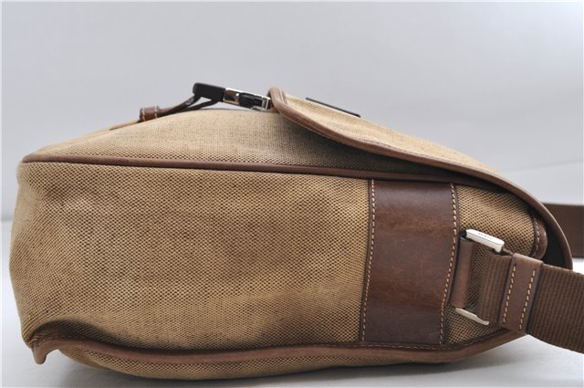 Authentic PRADA Canvas Leather Shoulder Cross Body Bag Purse Brown 9296D