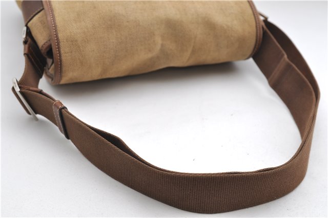 Authentic PRADA Canvas Leather Shoulder Cross Body Bag Purse Brown 9296D