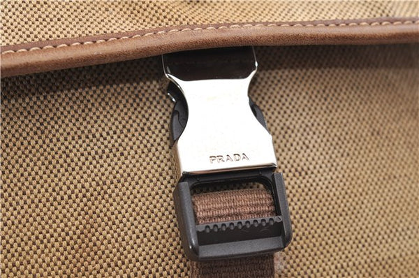 Authentic PRADA Canvas Leather Shoulder Cross Body Bag Purse Brown 9296D