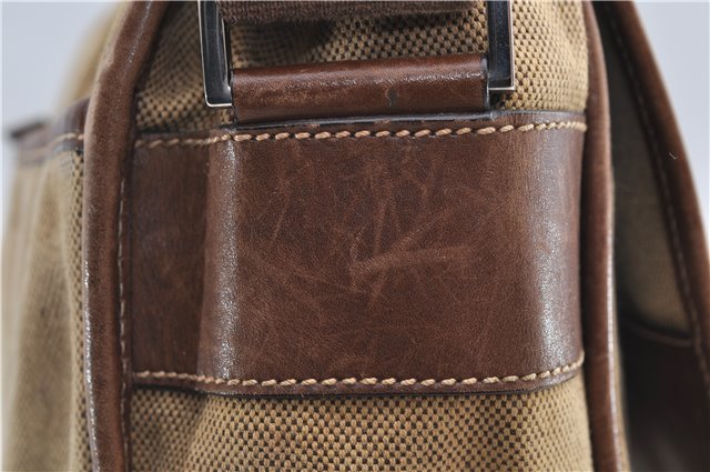 Authentic PRADA Canvas Leather Shoulder Cross Body Bag Purse Brown 9296D
