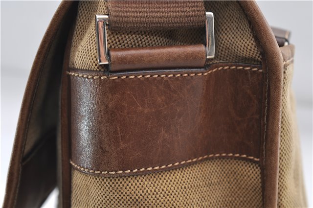 Authentic PRADA Canvas Leather Shoulder Cross Body Bag Purse Brown 9296D