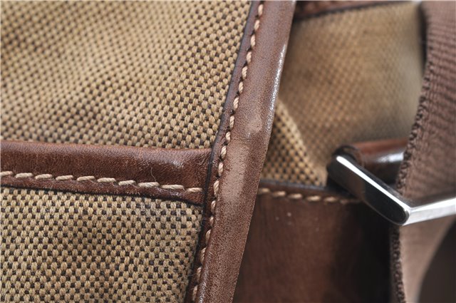 Authentic PRADA Canvas Leather Shoulder Cross Body Bag Purse Brown 9296D